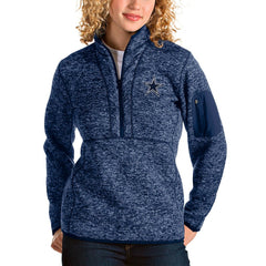 Dallas Cowboys Antigua Women's Fortune Half-Zip Pullover Jacket Heathered Navy