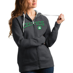 Boston Celtics Antigua Women's Team Victory Full-Zip Hoodie Charcoal