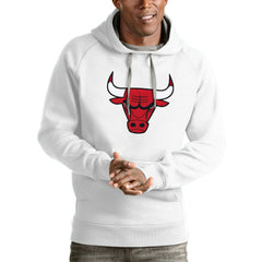 Chicago Bulls Antigua Logo Victory Pullover Hoodie White