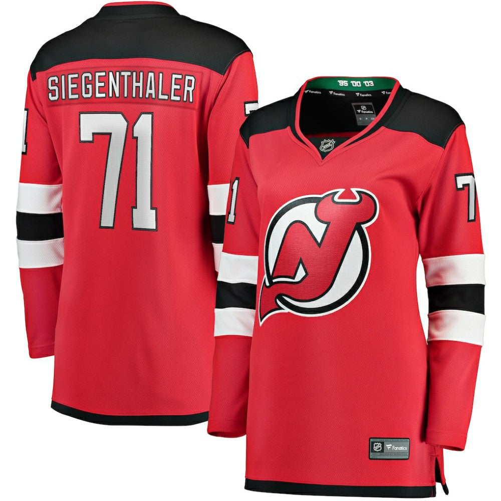 Jonas Siegenthaler New Jersey Devils Fanatics Women's Home Breakaway Player Jersey - Red - NHL 4564256