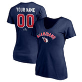 Cleveland Guardians Women's Personalized Winning Streak V-Neck T-Shirt - Navy - MLB Lifestyle