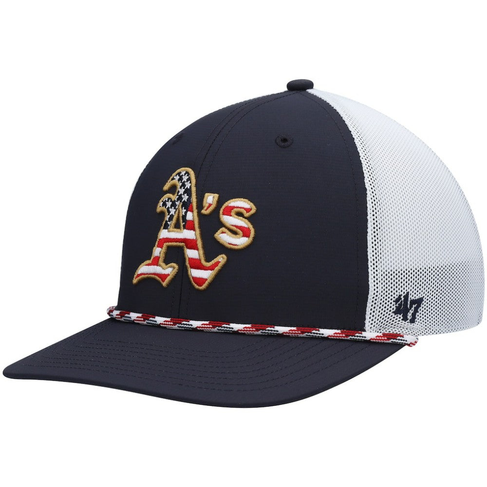 Athletics '47 Flag Fill Trucker Snapback Hat - Navy/White - 47 brand Discount