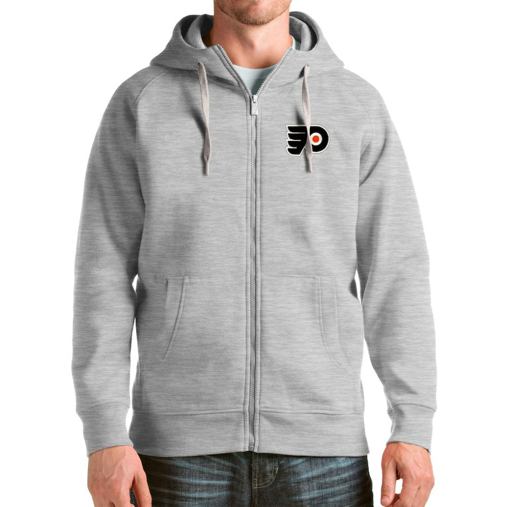 Philadelphia Flyers Antigua Logo Victory Full-Zip Hoodie - Heathered Gray - NHL 4571832