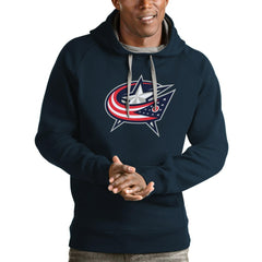 Columbus Blue Jackets Antigua Logo Victory Pullover Hoodie - Navy - NHL 4571961