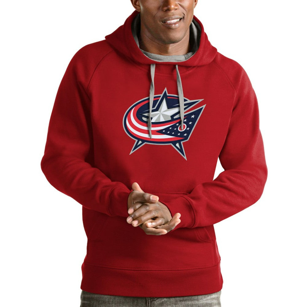 Columbus Blue Jackets Antigua Logo Victory Pullover Hoodie - Red - NHL 4571964