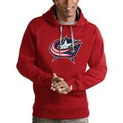 Columbus Blue Jackets Antigua Logo Victory Pullover Hoodie - Red - NHL 4571964