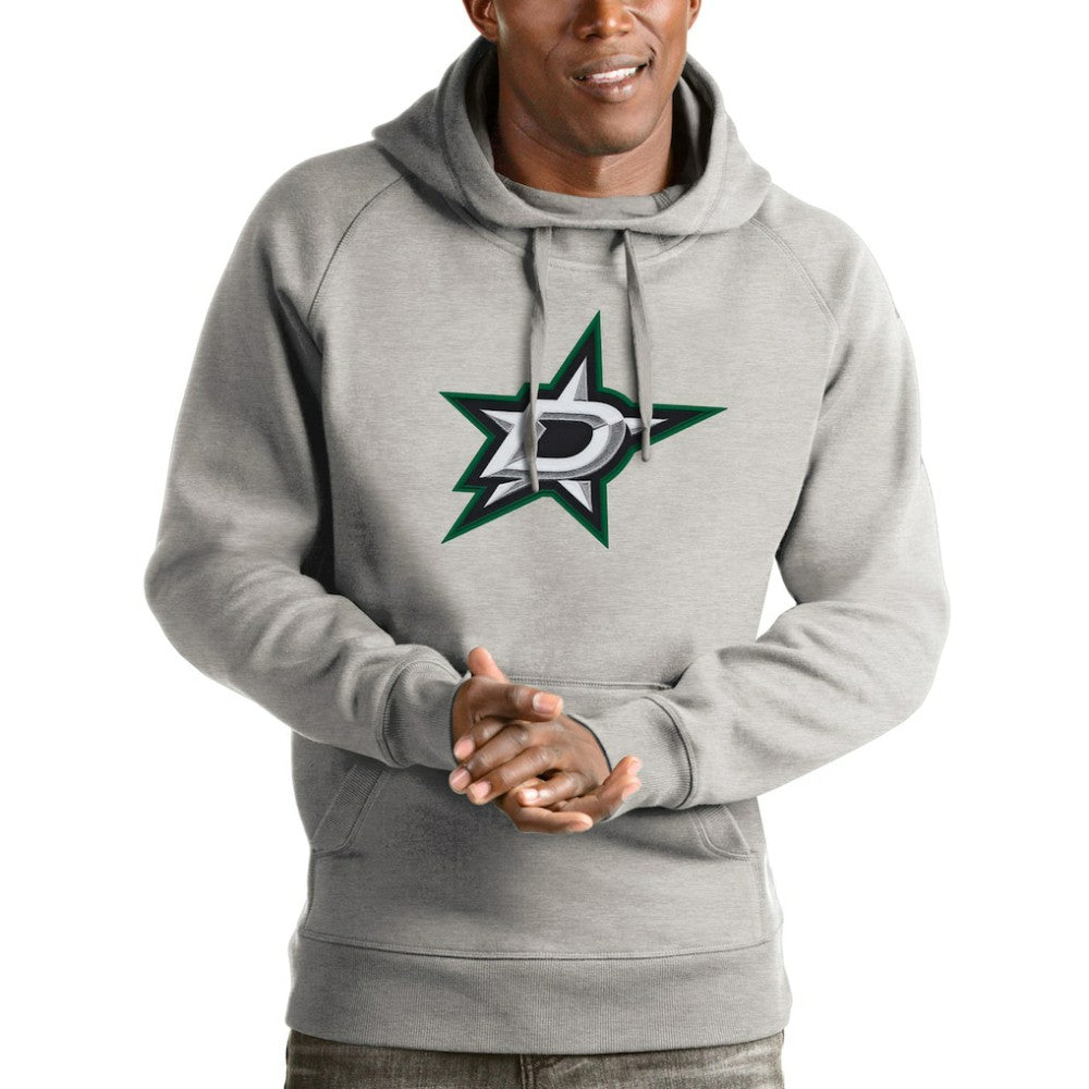 Dallas Stars Antigua Logo Victory Pullover Hoodie - Heathered Gray - NHL 4571968