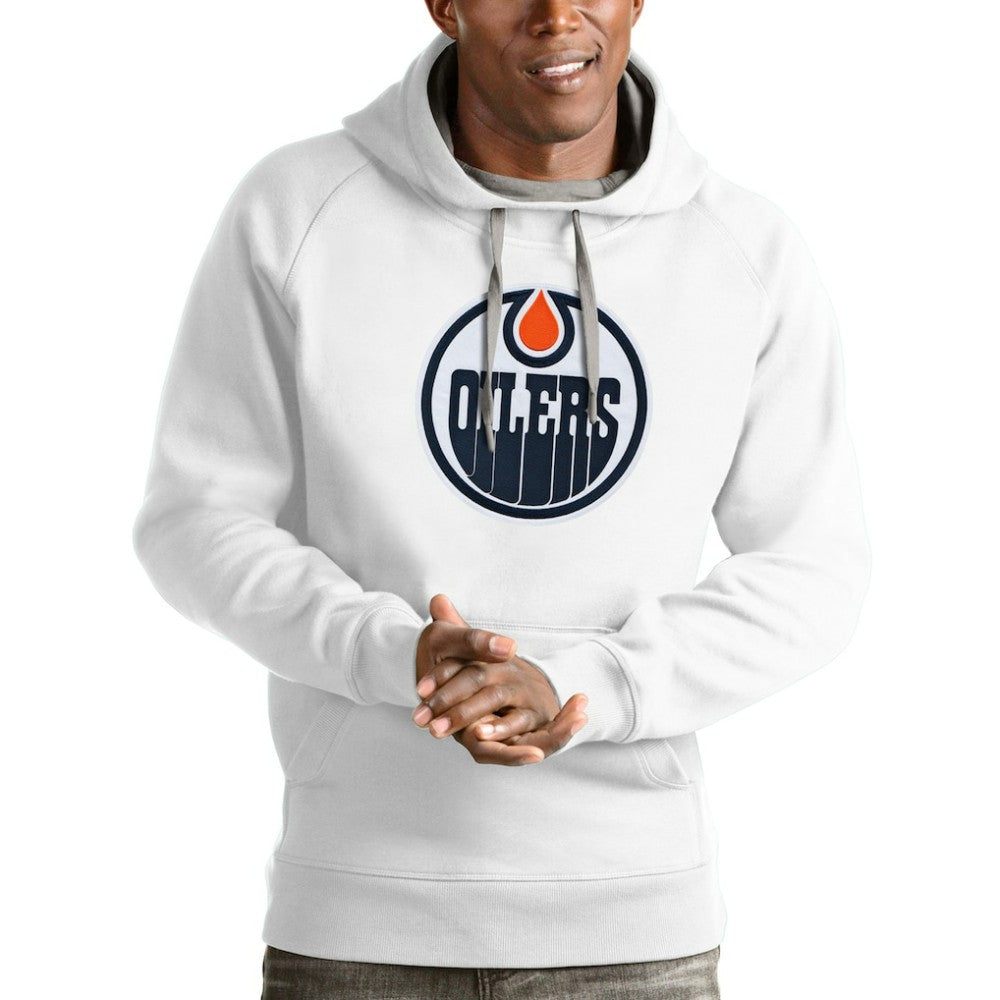 Edmonton Oilers Antigua Logo Victory Pullover Hoodie - White - NHL 4571977