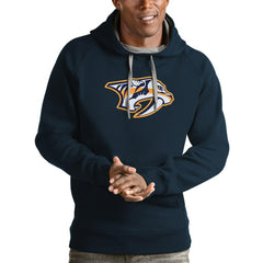 Nashville Predators Antigua Logo Victory Pullover Hoodie - Navy - NHL 4572008