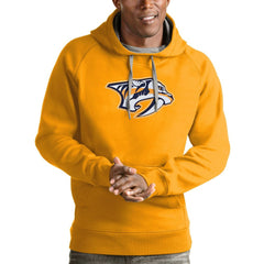 Nashville Predators Antigua Logo Victory Pullover Hoodie - Gold - NHL 4572011
