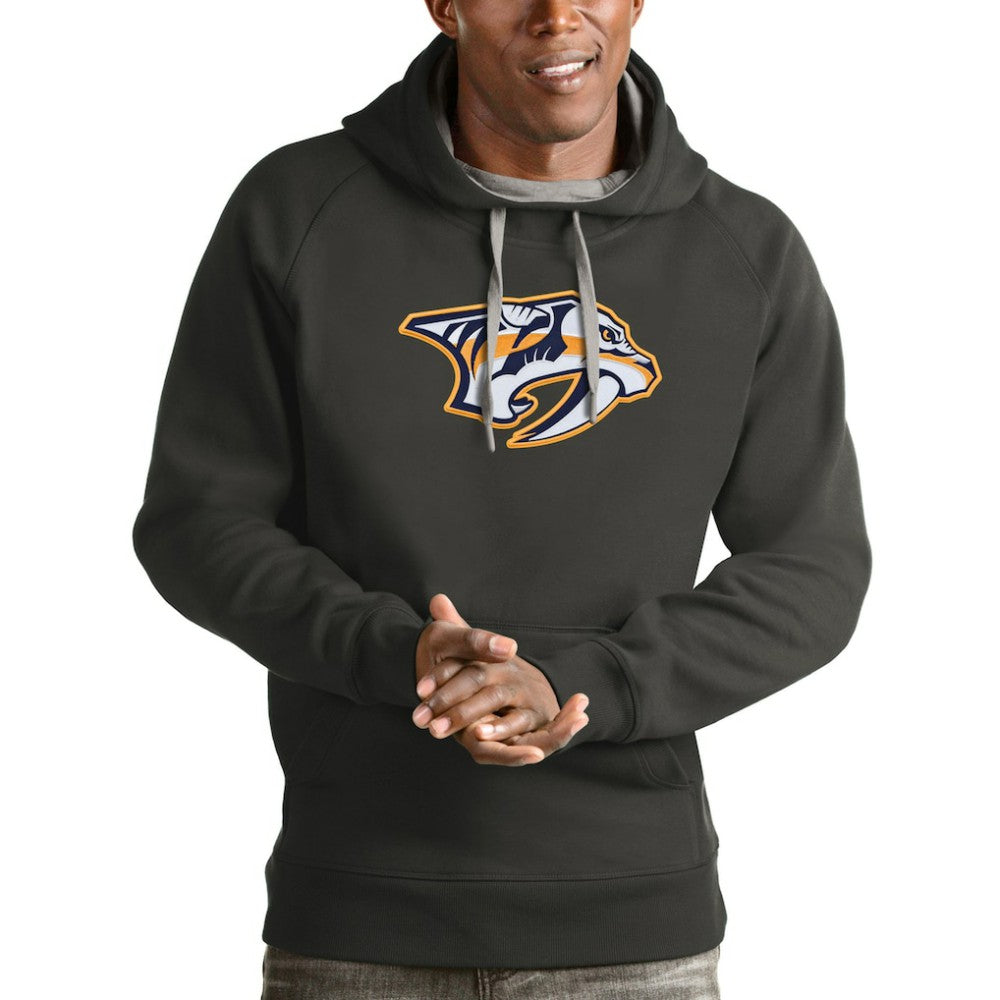 Nashville Predators Antigua Logo Victory Pullover Hoodie - Charcoal - NHL 4572012