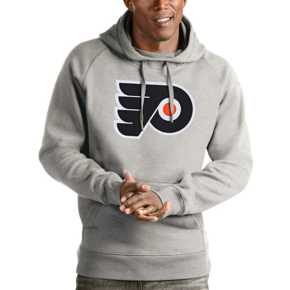 Philadelphia Flyers Antigua Logo Victory Pullover Hoodie - Heathered Gray - NHL 4572038