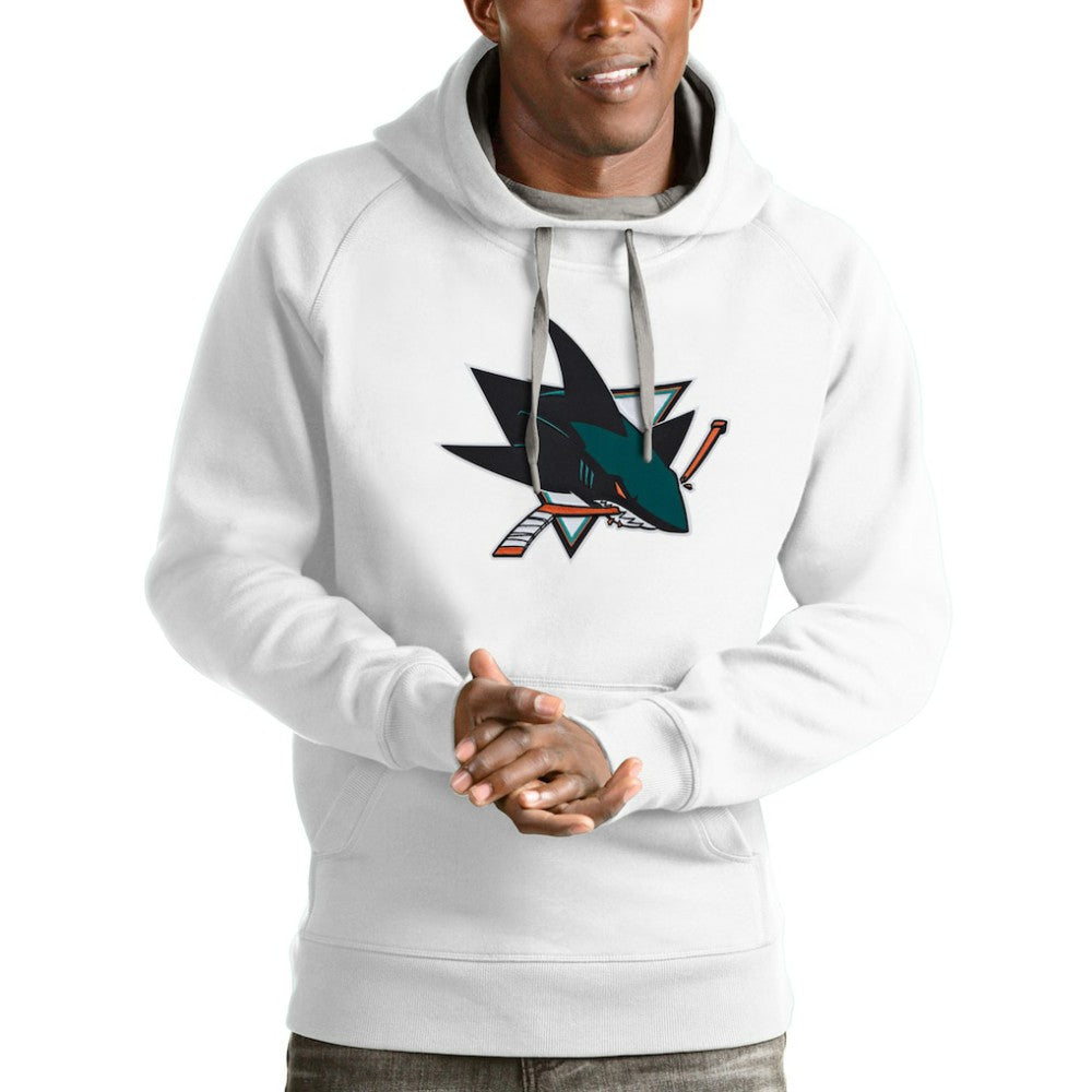 San Jose Sharks Antigua Logo Victory Pullover Hoodie - White - NHL 4572046
