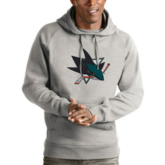San Jose Sharks Antigua Logo Victory Pullover Hoodie - Heathered Gray - NHL 4572048
