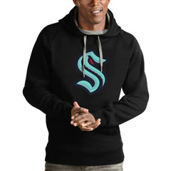Seattle Kraken Antigua Logo Victory Pullover Hoodie - Black - NHL 4572053