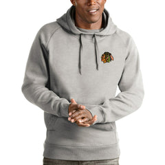 Chicago Blackhawks Antigua Victory Pullover Hoodie - Heathered Gray - NHL 4572151