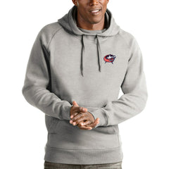 Columbus Blue Jackets Antigua Victory Pullover Hoodie - Heathered Gray - NHL 4572164