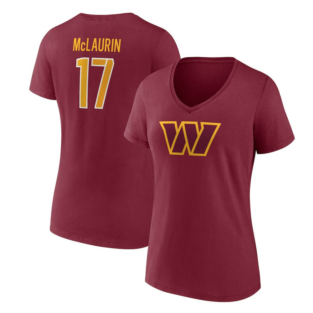 Fanatics Terry McLaurin Washington Commanders Women's Player Icon Name & Number V-Neck T-Shirt Burgundy