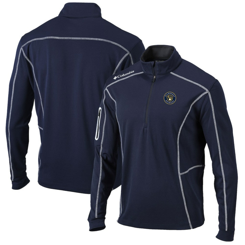 Milwaukee Brewers Columbia Shotgun Omni-Wick Quarter-Zip Pullover Jacket - Navy - Columbia Lifestyle