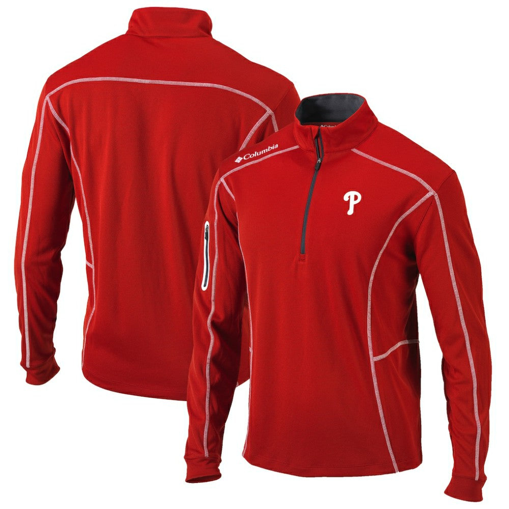 Philadelphia Phillies Columbia Shotgun Omni-Wick Quarter-Zip Pullover Jacket - Red - Columbia Discount