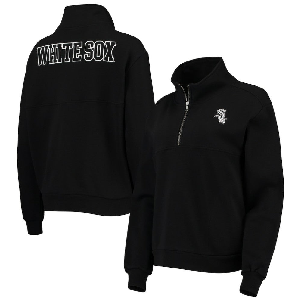 Chicago White Sox The Wild Collective Women's Two-Hit Quarter-Zip Pullover Top - Black - MLB on Sale