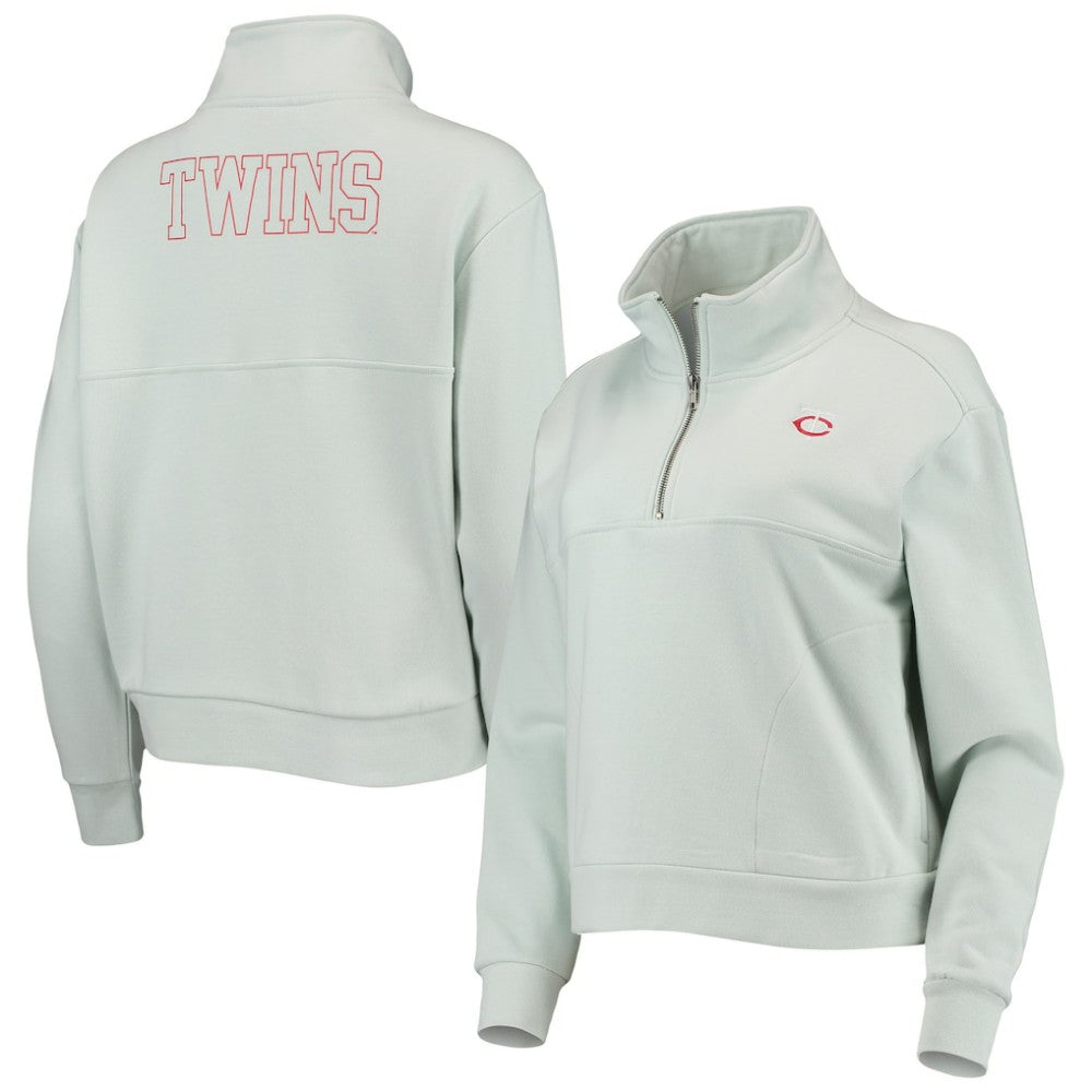 Minnesota Twins The Wild Collective Women's Two-Hit Quarter-Zip Pullover Top - Light Blue - MLB Lifestyle