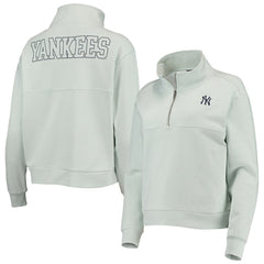 New York Yankees The Wild Collective Women's Two-Hit Quarter-Zip Pullover Top - Light Blue - MLB Online