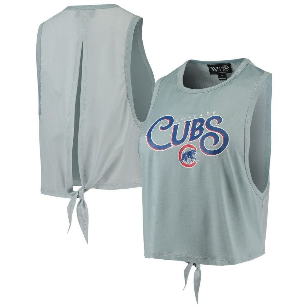Chicago Cubs The Wild Collective Women's Open Back Twist-Tie Tank Top - Light Blue - MLB Discount
