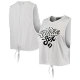 Chicago White Sox The Wild Collective Women's Open Back Twist-Tie Tank Top - White - MLB Lifestyle