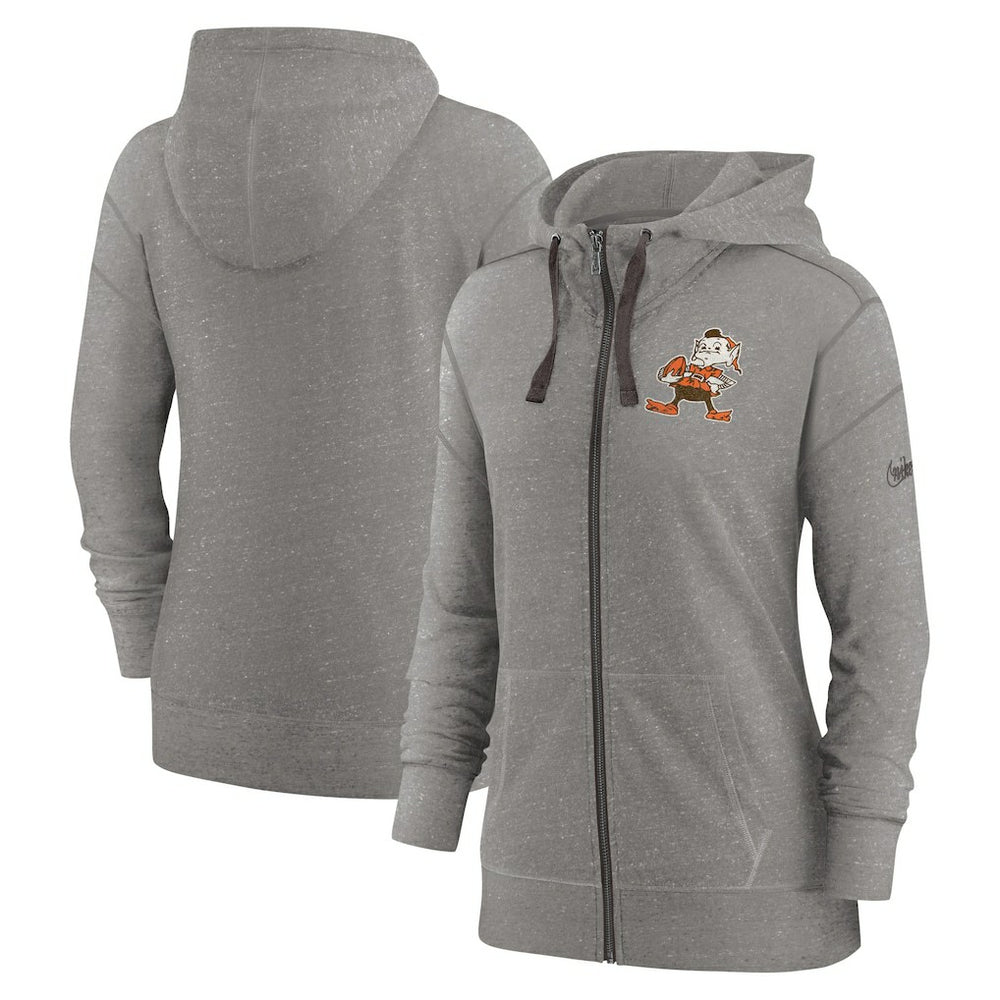Nike Cleveland Browns Women's Gym Vintage Full-Zip Hoodie Heather Charcoal