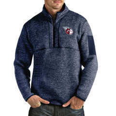 Cleveland Guardians Antigua Fortune Quarter-Zip Pullover Jacket - Heathered Navy - MLB Lifestyle