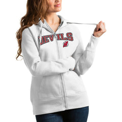 New Jersey Devils Antigua Women's Wordmark Victory Full-Zip Hoodie - White - NHL 4627302