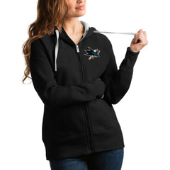 San Jose Sharks Antigua Women's Team Victory Full-Zip Hoodie - Black - NHL 4627510