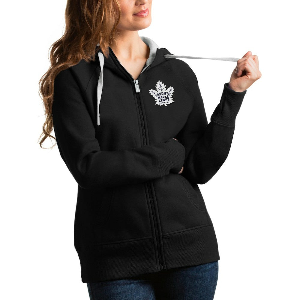 Toronto Maple Leafs Antigua Women's Victory Full-Zip Hoodie - Black - NHL 4627532