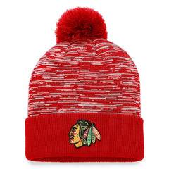 Chicago Blackhawks Fanatics Defender Cuffed Knit Hat with Pom - Red - NHL 4630298