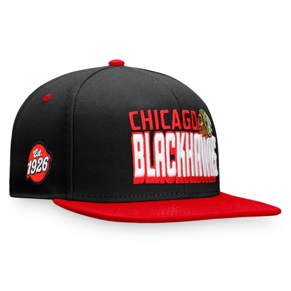 Chicago Blackhawks Fanatics Heritage Retro Two-Tone Snapback Hat - Black/Red - NHL 4631526
