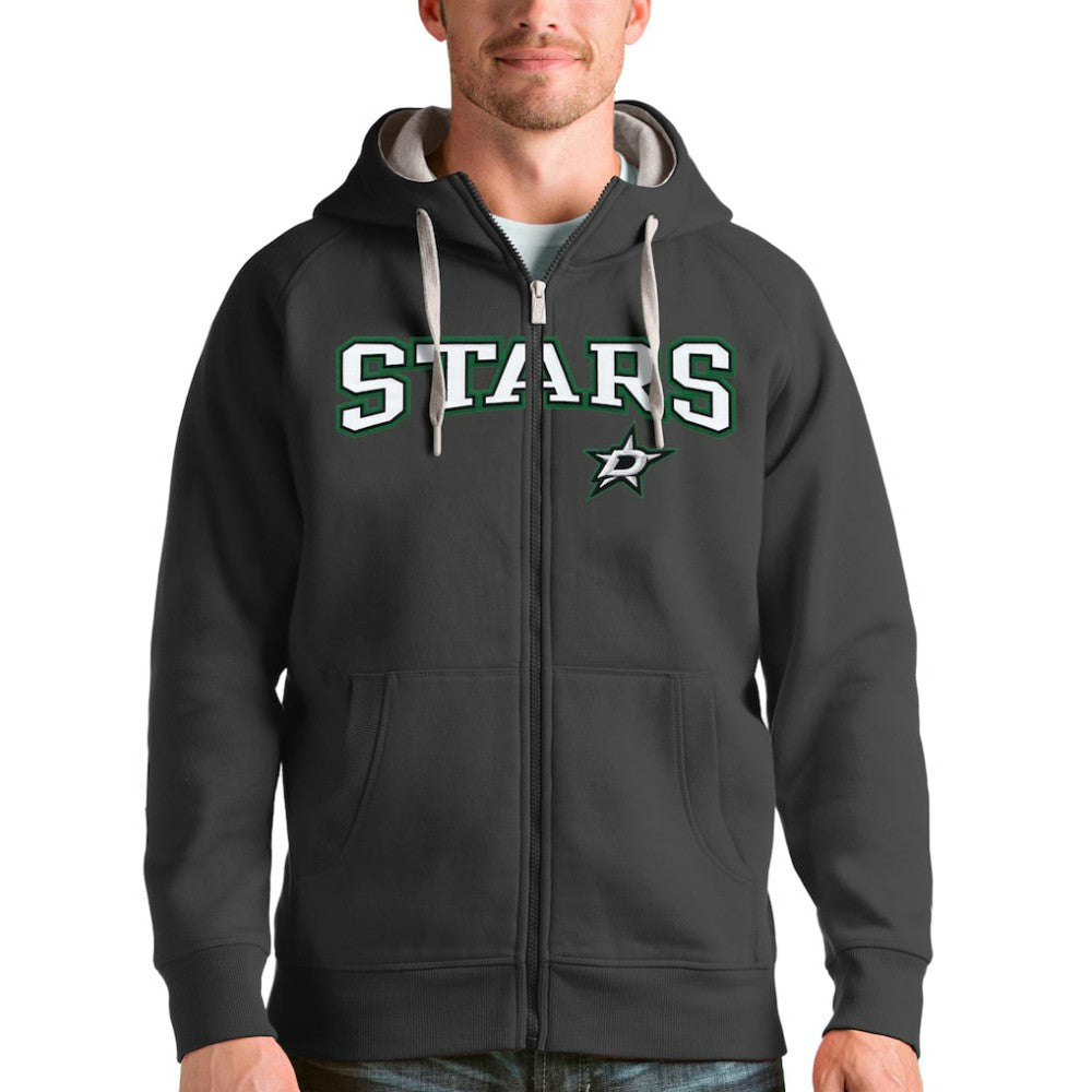 Dallas Stars Antigua Wordmark Victory Full-Zip Hoodie - Charcoal - NHL 4636876