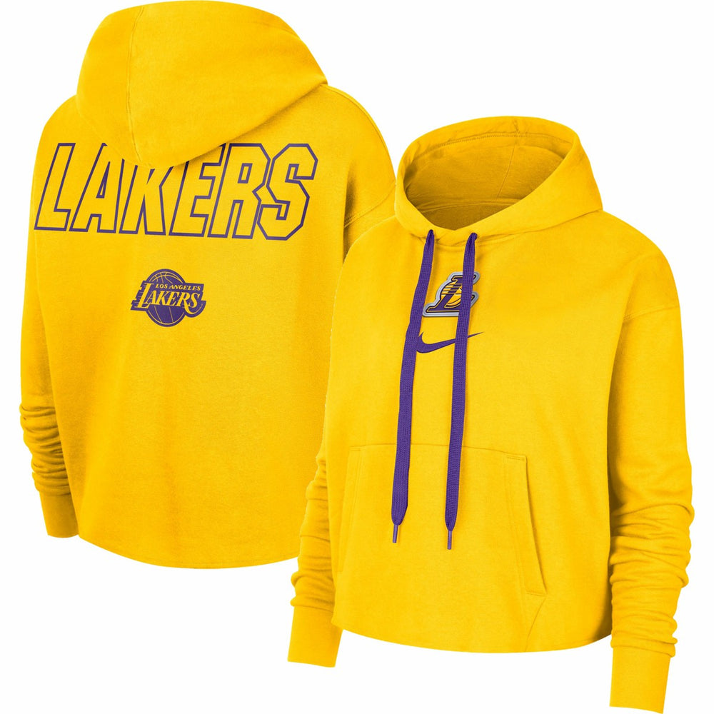 Los Angeles Lakers Women's Courtside Cropped Pullover Hoodie Gold | Nike US