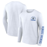 Milwaukee Brewers Fanatics Pressbox Long Sleeve T-Shirt - White - Fanatics on Sale
