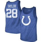 Jonathan Taylor Indianapolis Colts Majestic Threads Player Name & Number Tri-Blend Tank Top Heathered Royal