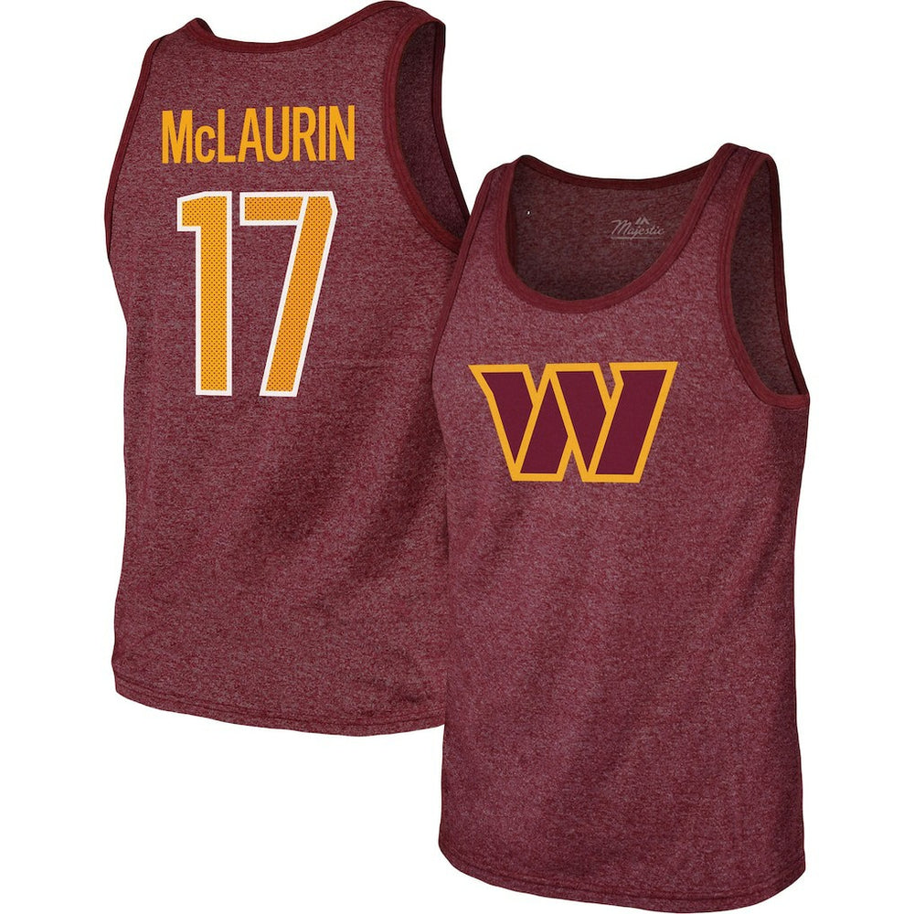 Terry McLaurin Washington Commanders Majestic Threads Player Name & Number Tank Top Heathered Burgundy