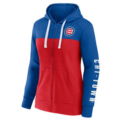 Chicago Cubs Fanatics Women's Take The Field Colorblocked Hoodie Full-Zip Jacket - Royal/Red - Fanatics Online