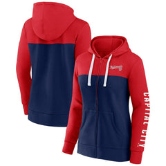 Washington Nationals Fanatics Women's Take The Field Colorblocked Hoodie Full-Zip Jacket - Red/Navy - Fanatics on Sale