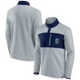 Seattle Kraken Fanatics Hockey Polar Fleece Quarter-Snap Jacket - Gray/Navy - NHL 4641757