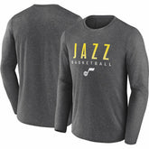 Utah Jazz Where Legends Play Iconic Practice Long Sleeve T-Shirt Heather Charcoal | Fanatics Near Me