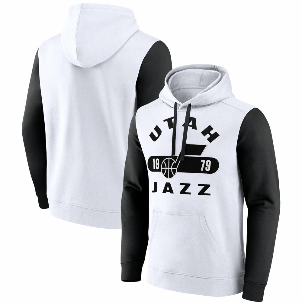 Utah Jazz Attack Colorblock Pullover Hoodie White/Black | Fanatics outlet