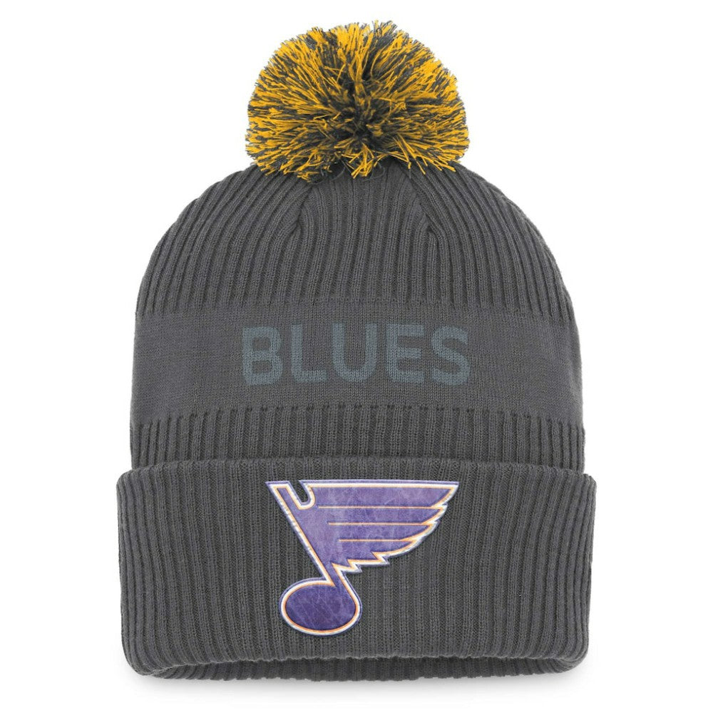 St. Louis Blues Fanatics Authentic Pro Home Ice Cuffed Knit Hat with Pom - Charcoal - NHL 4646716