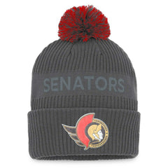 Ottawa Senators Fanatics Authentic Pro Home Ice Cuffed Knit Hat with Pom - Charcoal - NHL 4646722