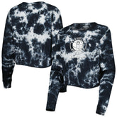 Brooklyn Nets Women's Tie Dye Cropped Long Sleeve T-Shirt Black | New Era Near Me