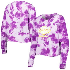 Los Angeles Lakers Women's Tie Dye Cropped Long Sleeve T-Shirt Purple | New Era online